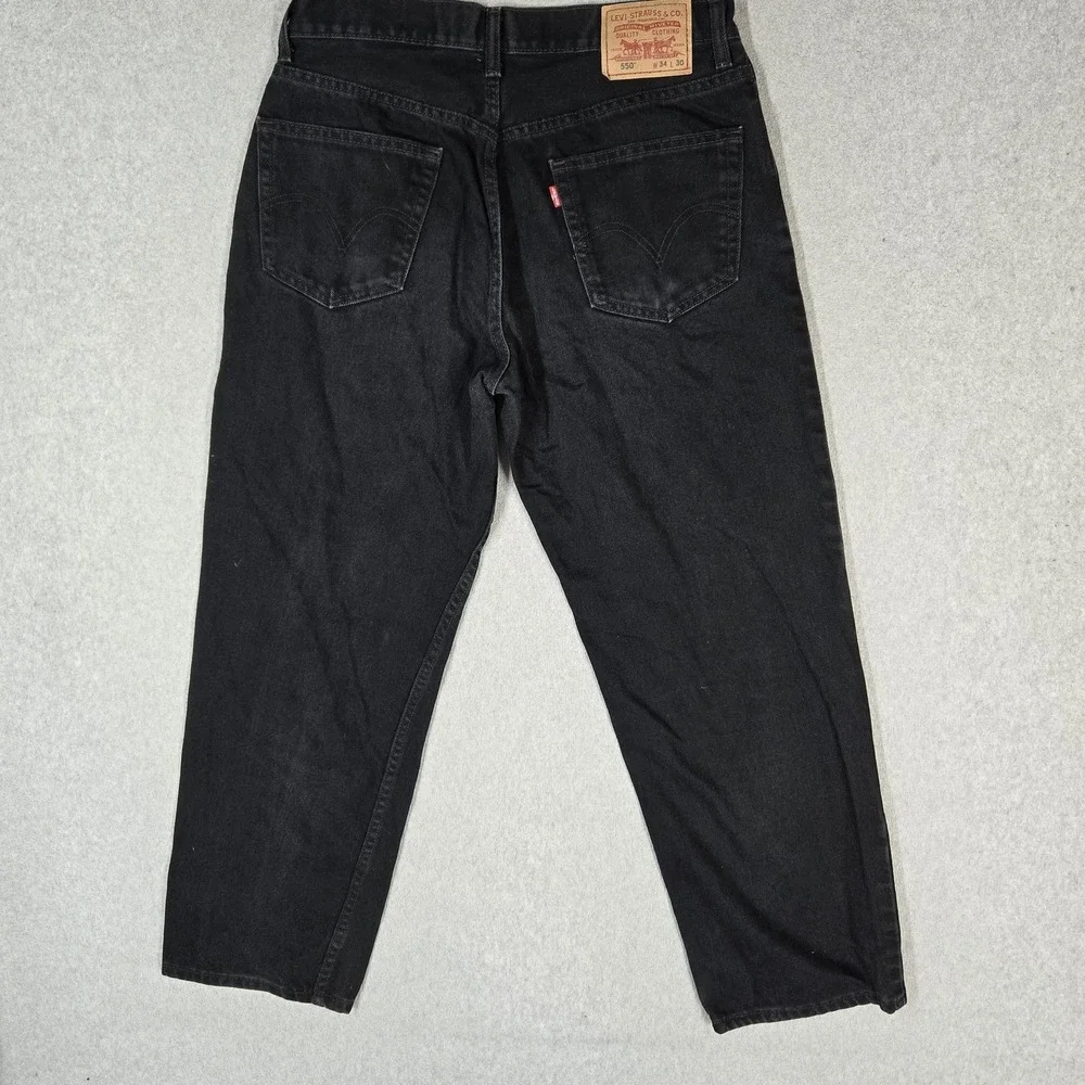 Levi's 550 Men Jeans 34X30 Black Denim Relaxed Fit Straight Baggy Y2K